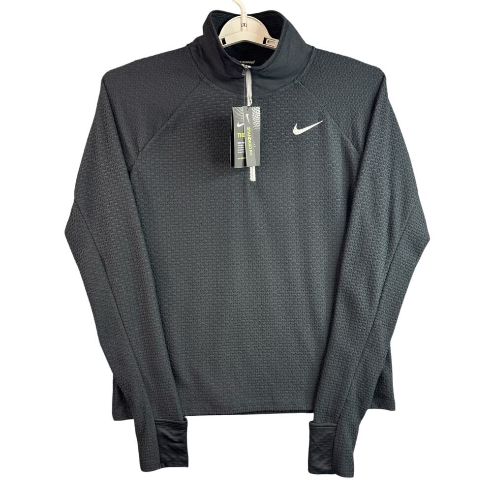 Nike Sphere Half Zip Long Sleeve Running Top Shirt Women Black CU3264 010 Medium
